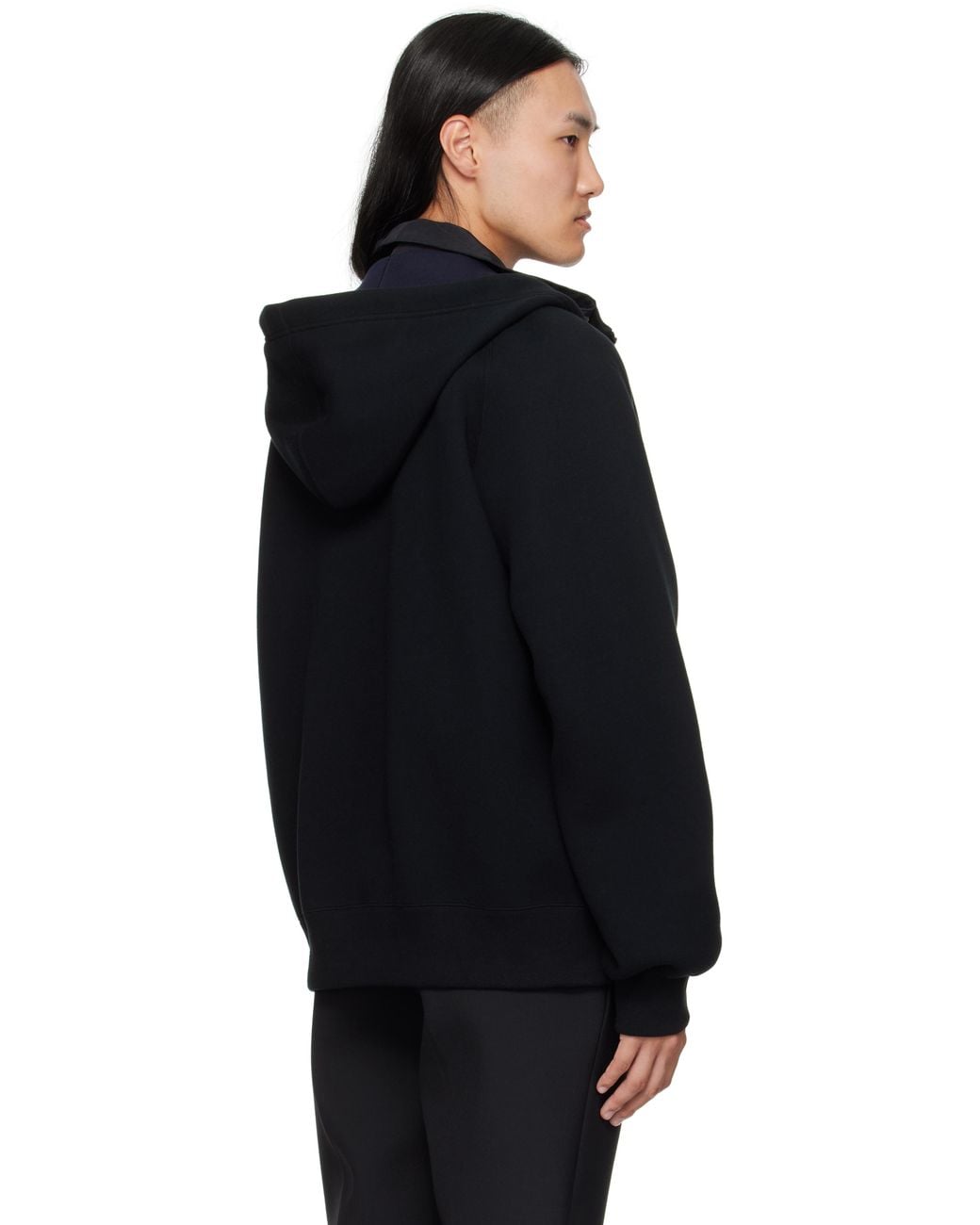 Sacai Black Sponge Sweat & Grosgrain Hoodie for men