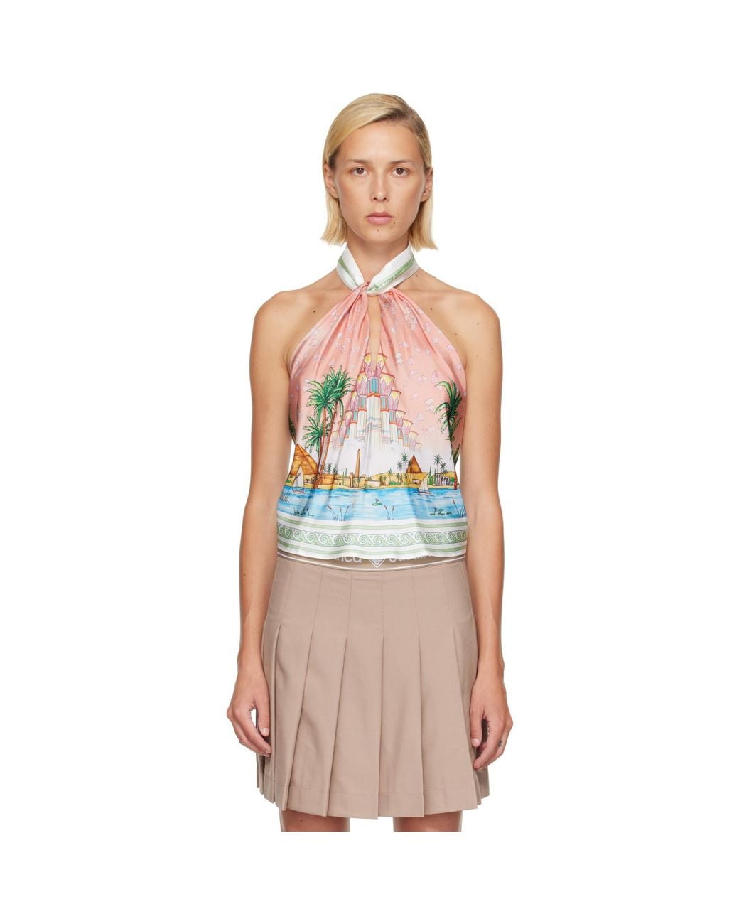 Casablanca Blue Scarf Top