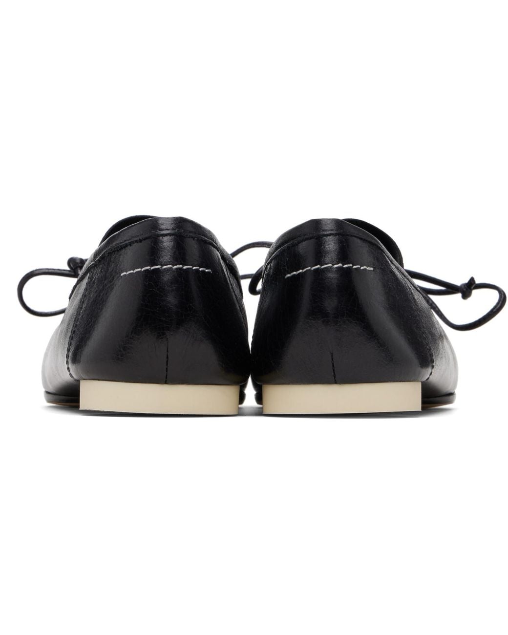 MM6 by Maison Margiela Black Numeric Square-Toe Ballerina Flats