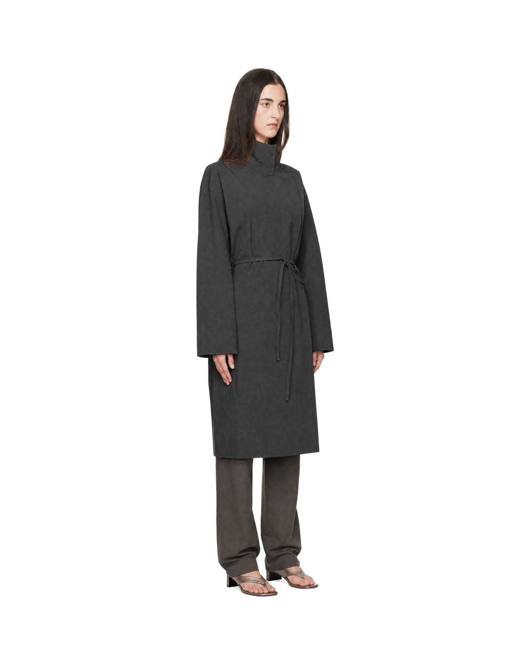 St. Agni Black Technical Cotton Cocoon Coat
