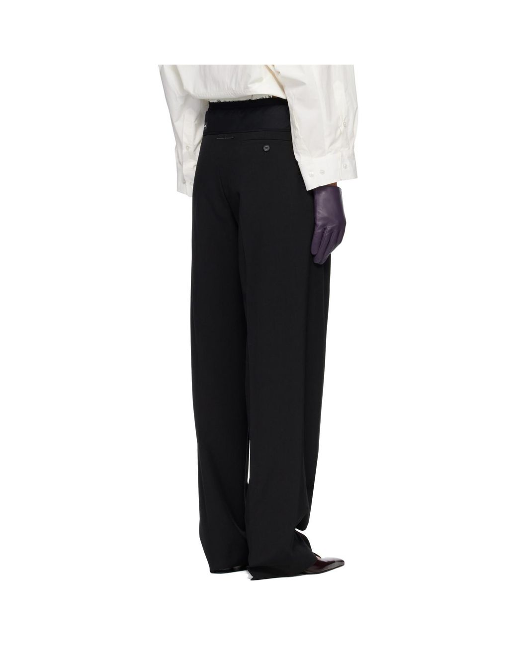 MM6 by Maison Margiela Black Reverse Waistband Trousers