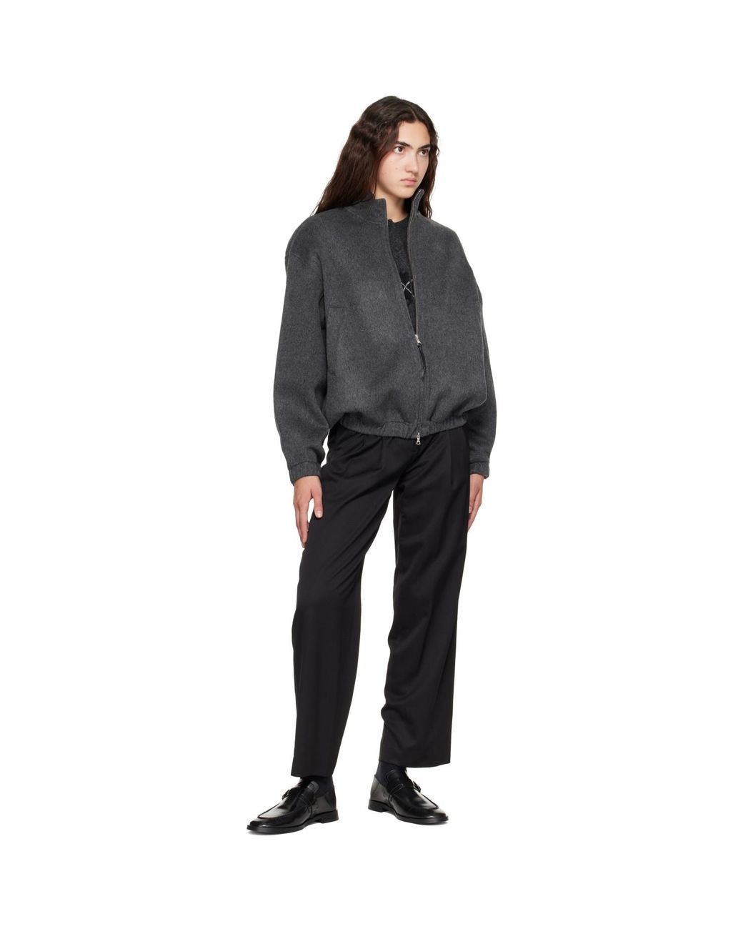 NOTHING WRITTEN Black Plaza Zip Blouson Jacket