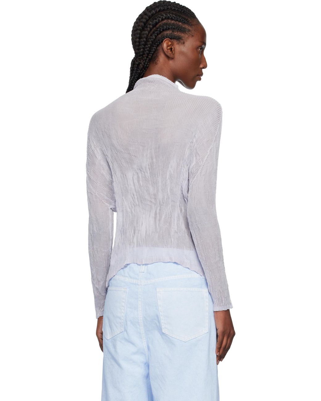 Issey Miyake Chiffon Twist Cardigan in Black | Lyst