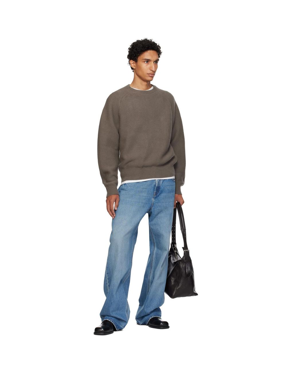 Lady White Co. Brown Taupe Raglan Link Sweater for men