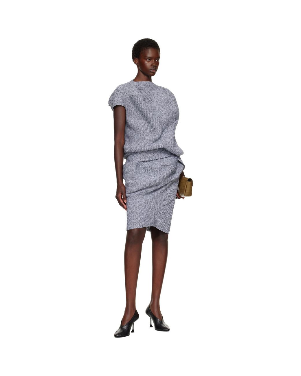 Issey Miyake Gray Found Stone Midi Skirt