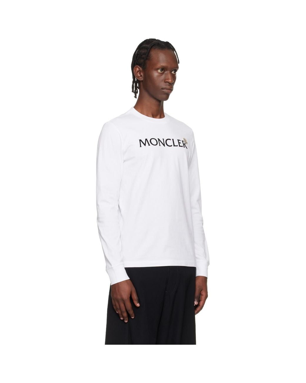 Moncler White Logo Cotton Sweatshirt for men