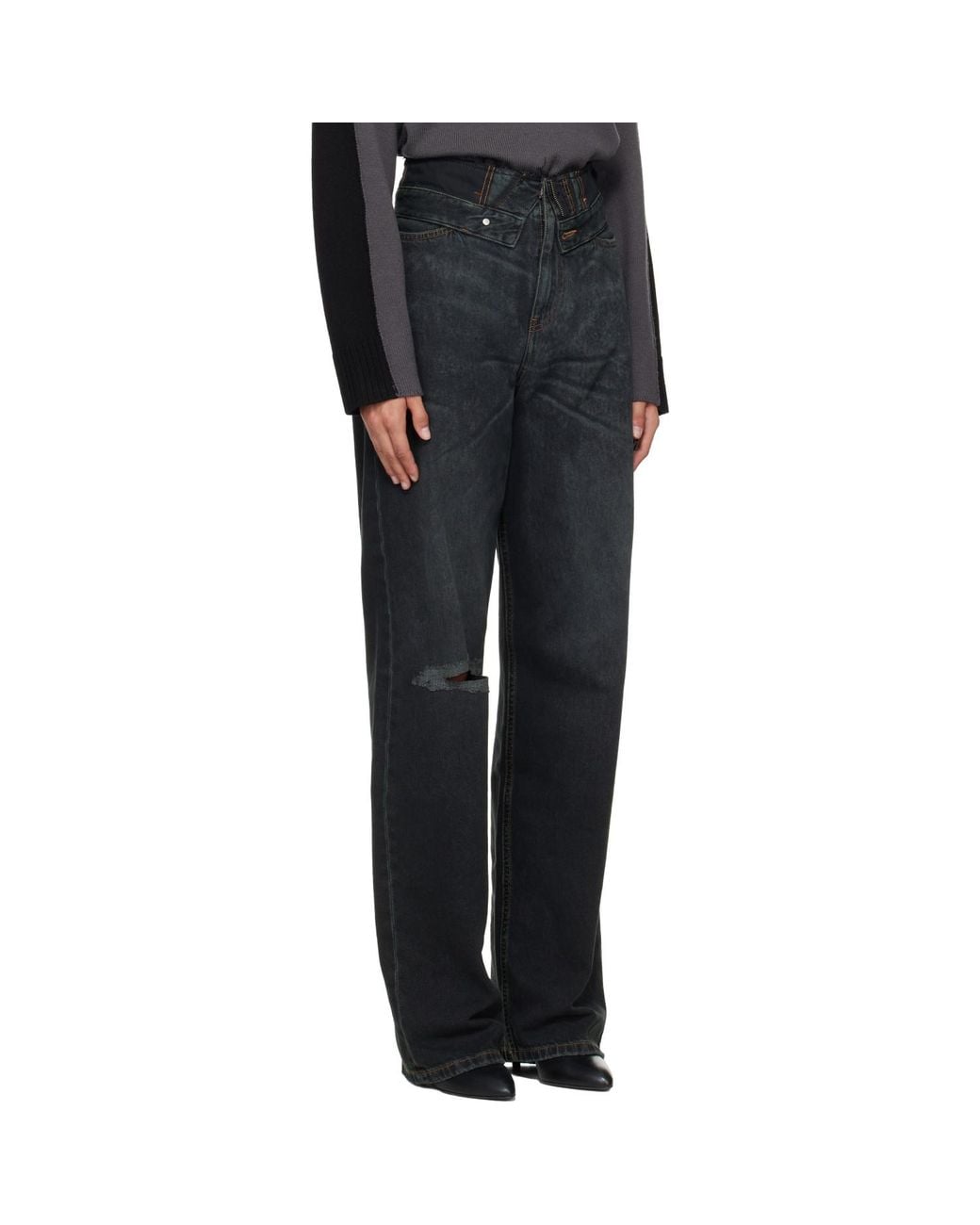 MM6 by Maison Margiela Black Rolled Waist Jeans