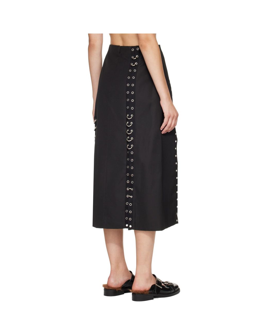 Simone Rocha Black Grommet Ring Sculpt Ripple Midi Skirt