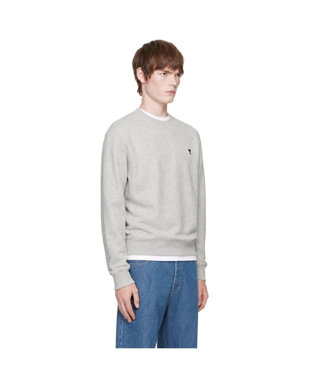 AMI Gray Cotton Ami De Coeur Sweatshirt for men