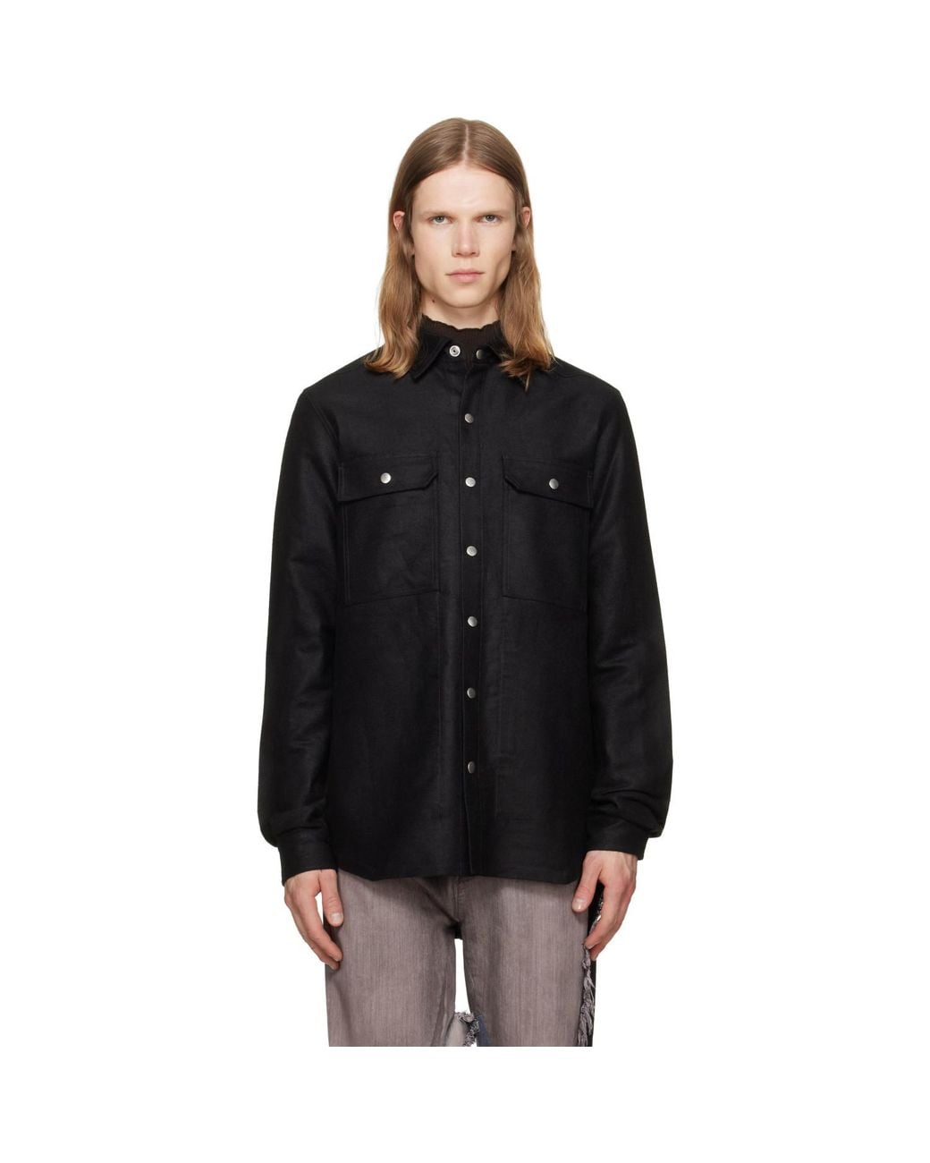 Rick Owens Black Tower Overshirt for men