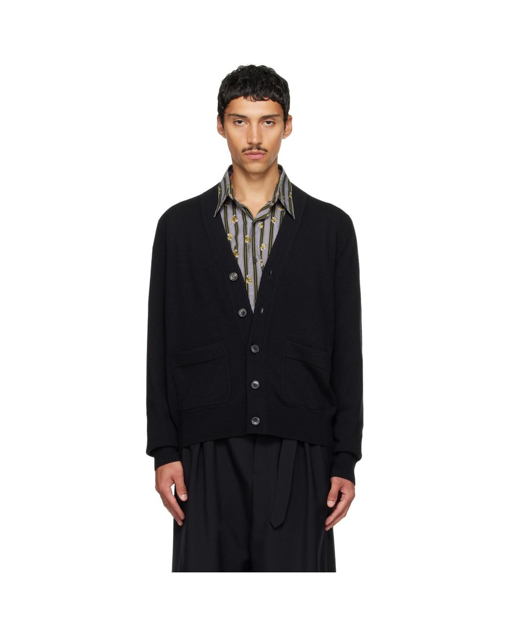 Dries Van Noten Black Wool Cardigan for men
