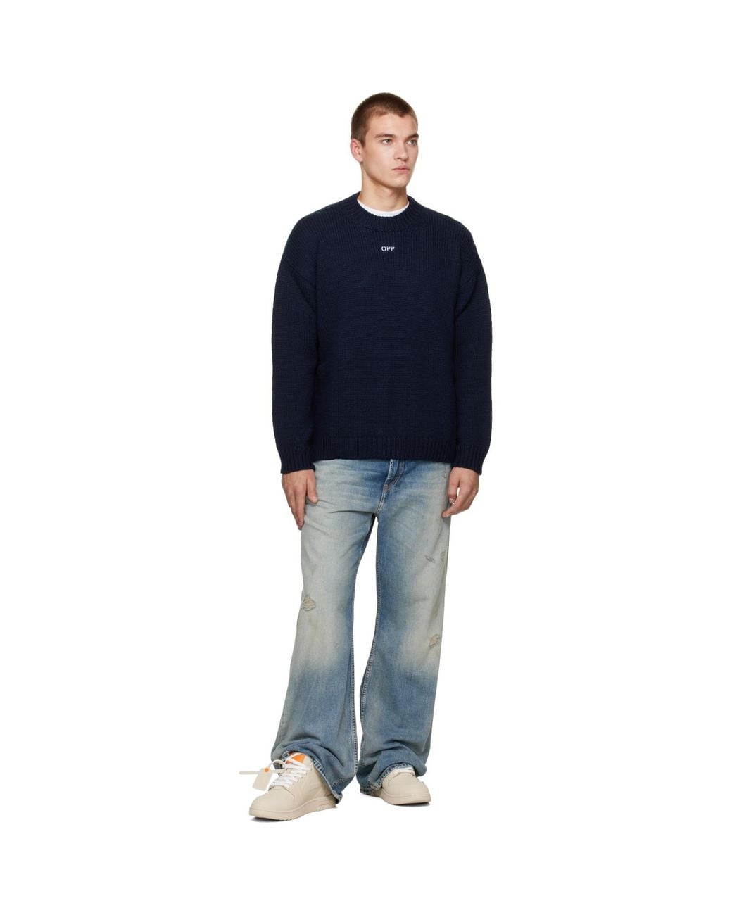 Off-White c/o Virgil Abloh Blue Maxi Arrow Crewneck Sweater for men