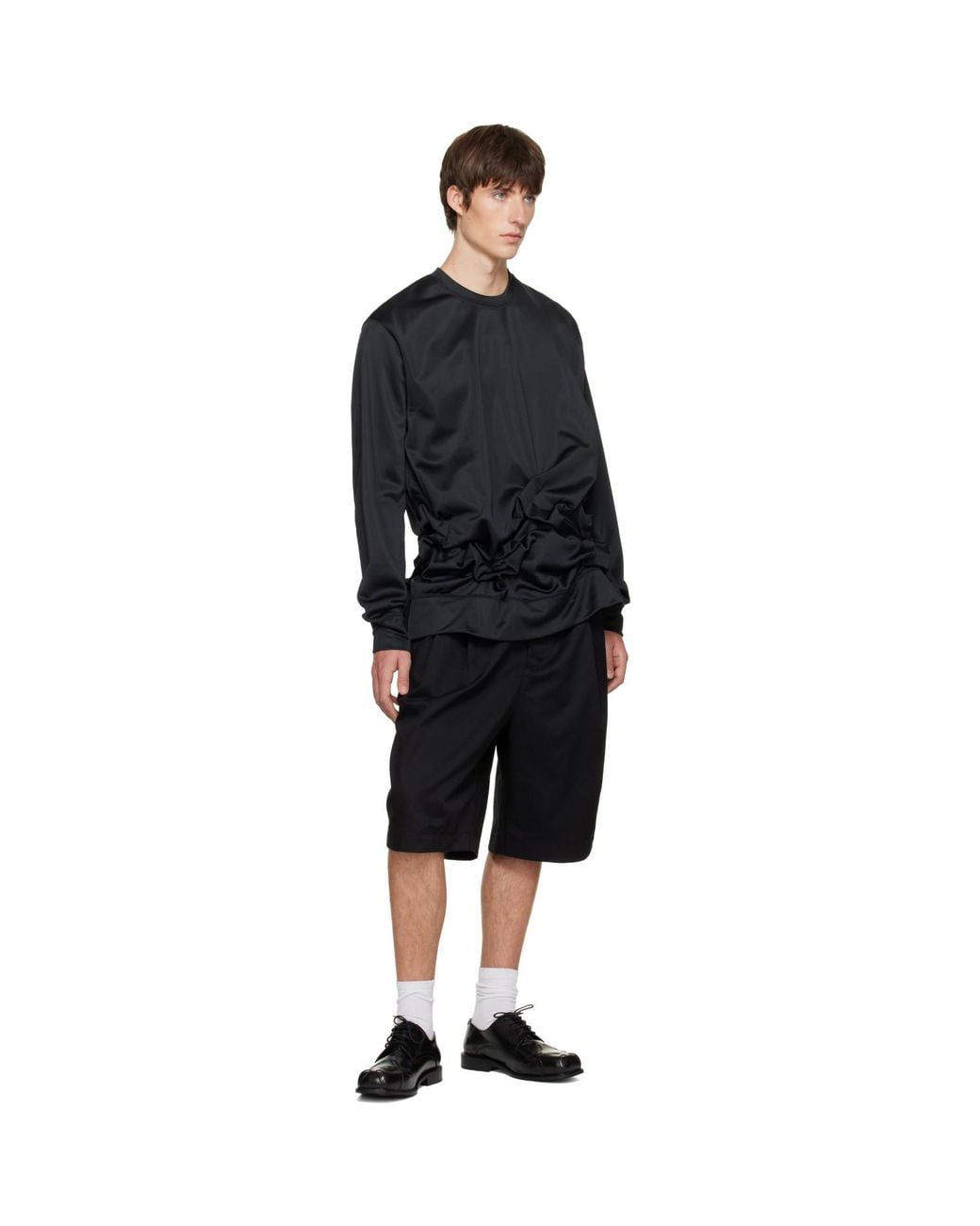 Comme des Garçons Black Gathered Jersey Long Sleeve T-Shirt for men