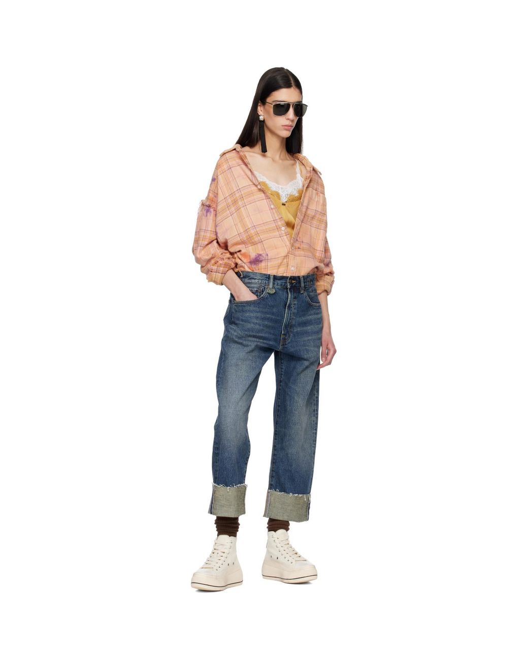 R13 Blue Cuffed X-Boyfriend Jeans