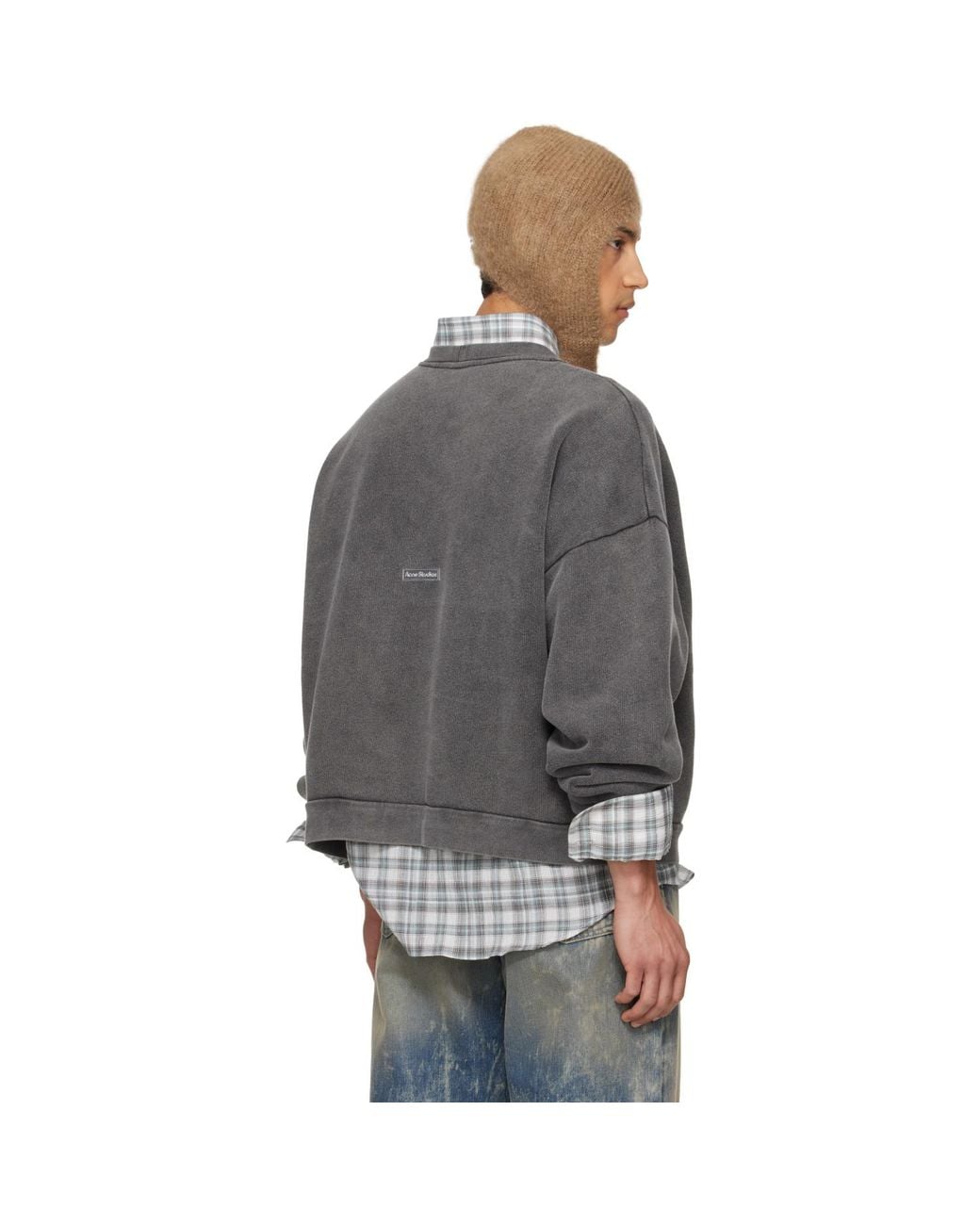 Acne Black Tan Mohair Earflap Hood for men