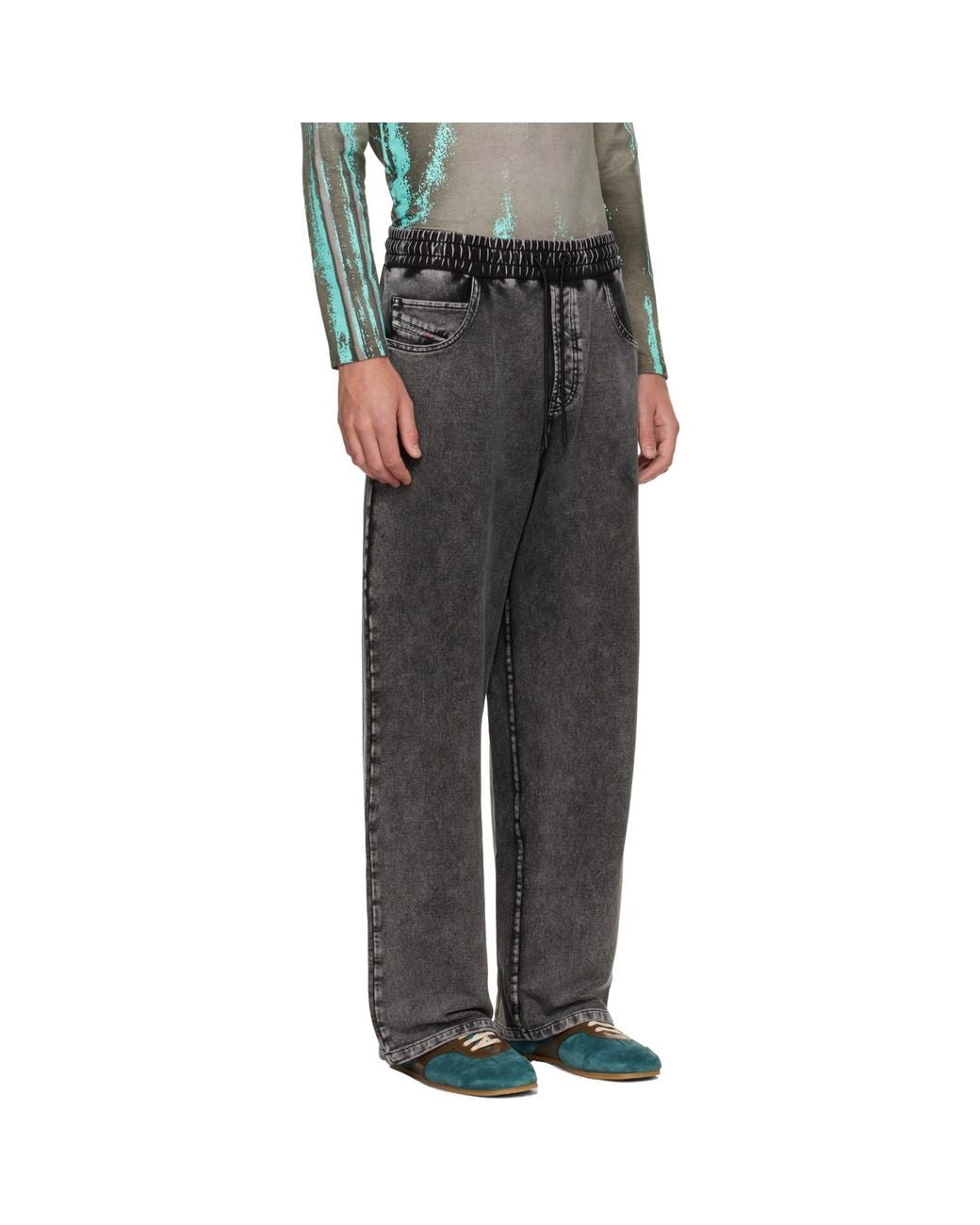 DIESEL Gray Denim-Effect Sweatpants for men