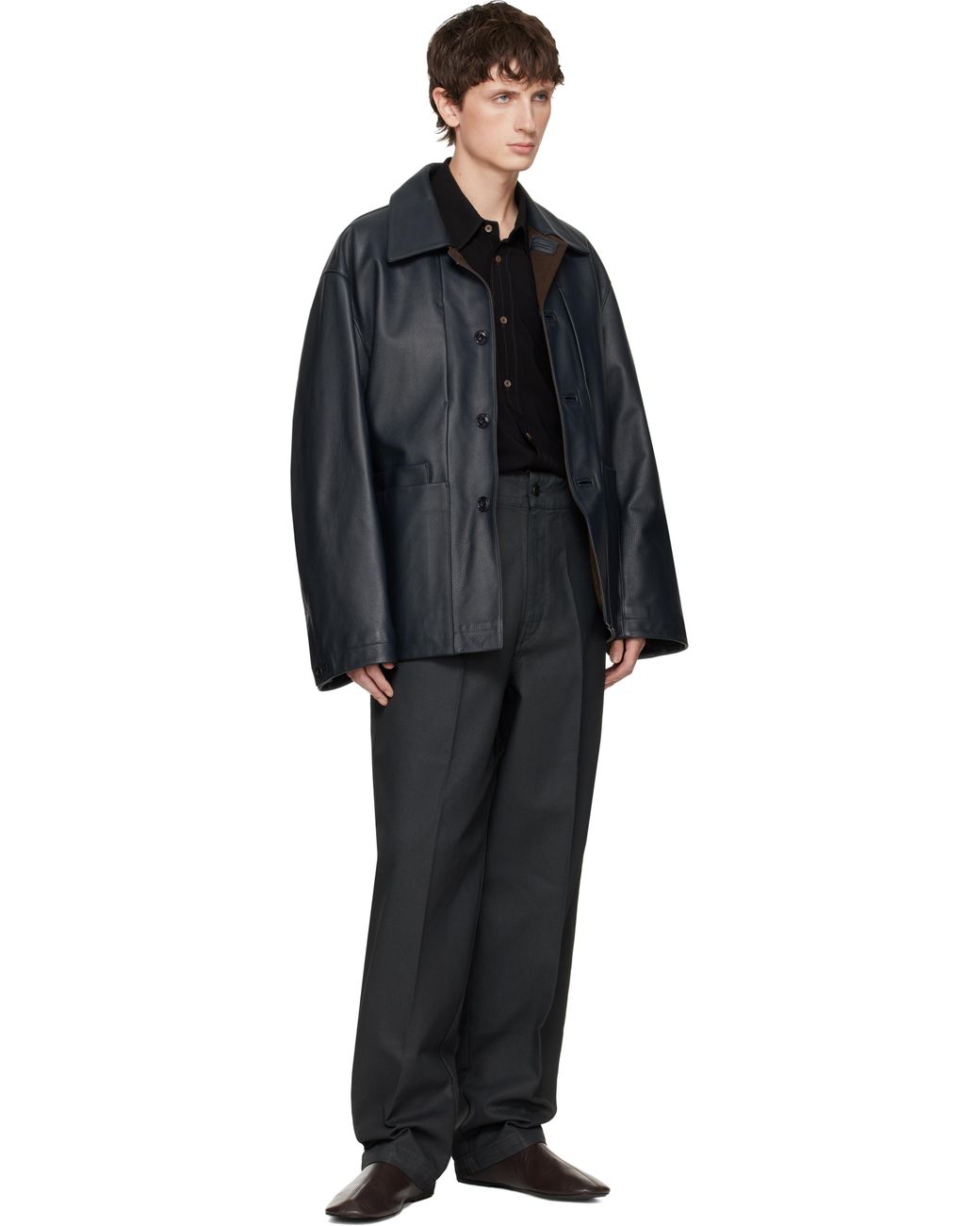 マ*ク様 LEMAIRE LEATHER WORKWEAR JKT Lemaire Workwear Leather Jacket in Black for Men | Lyst