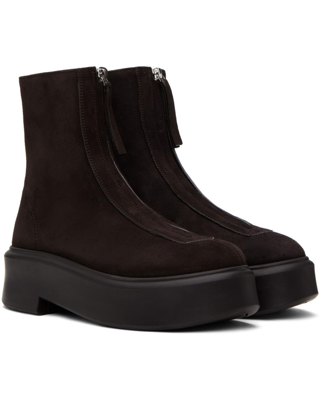 The Row Black Zipped Suede Boot I