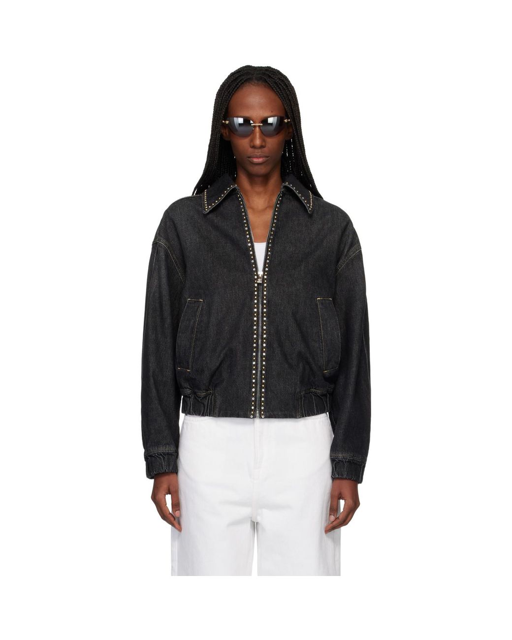 Versace Black Embellished Denim Jacket