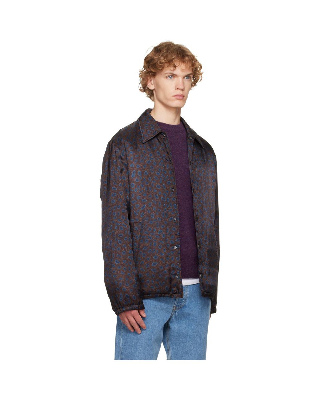 Dries Van Noten Blue Printed Jacket for men