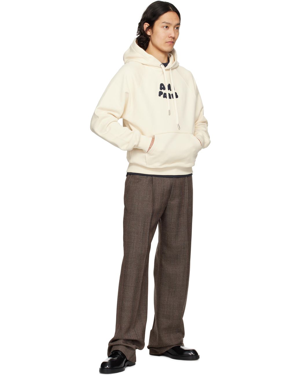 AMI Paris パッチフーディー NAVY BLUE Hoodie With Ami Paris Patch | AMI PARIS