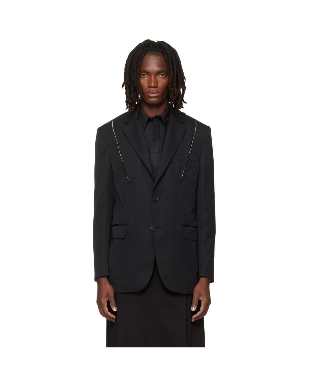 Simone Rocha Black Structured Slash Blazer for men
