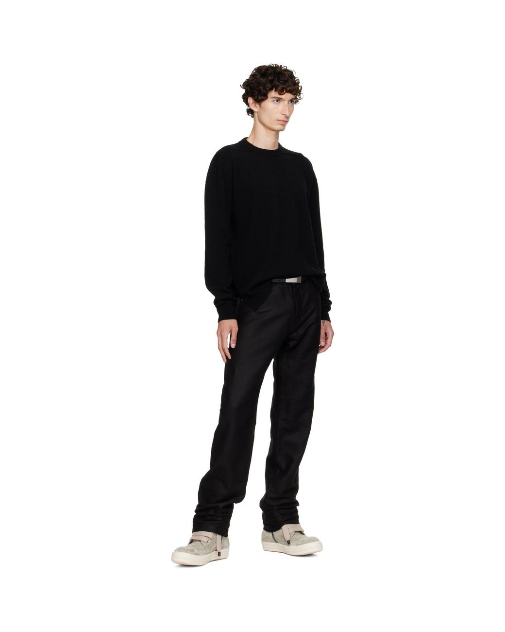 Rick Owens Black Tower Round Neck Sweater for men