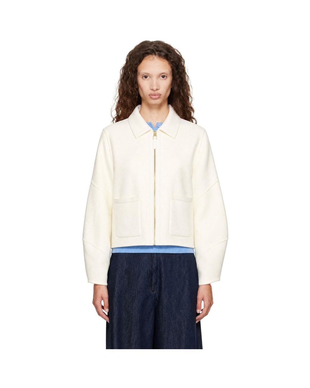 Mackage White Off- Solana Double-Face Wool Balloon Sleeved Short Jacket
