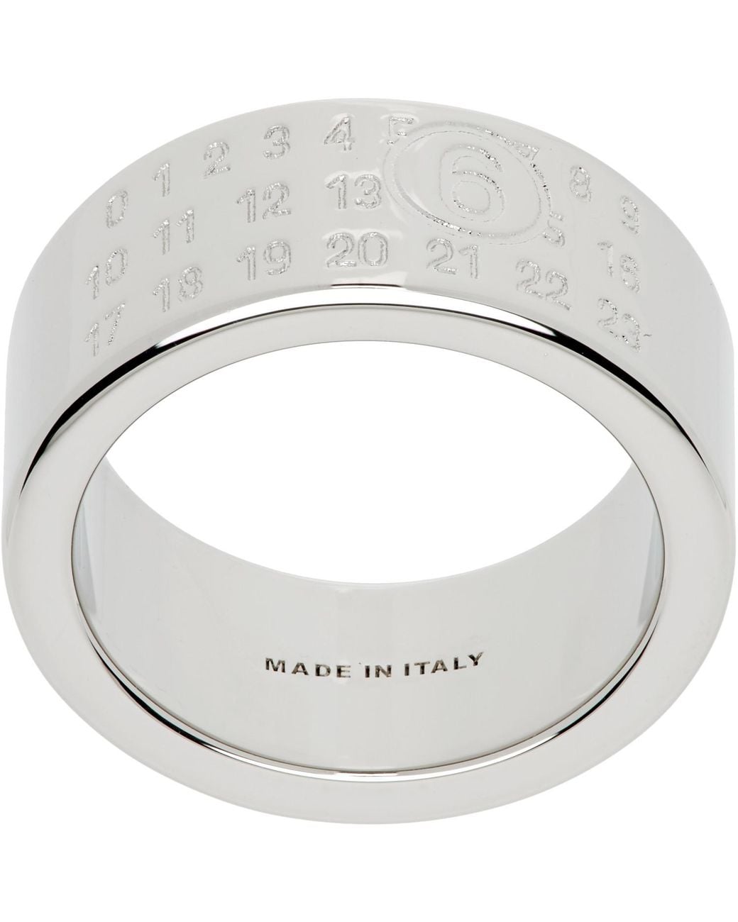 MM6 by Maison Margiela Metallic Numeric Minimal Signature Ring for men