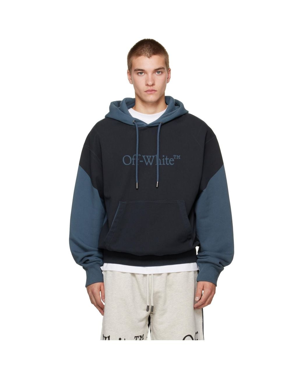 Off-White c/o Virgil Abloh Blue Negative Big Bookish Regular Hoodie for men