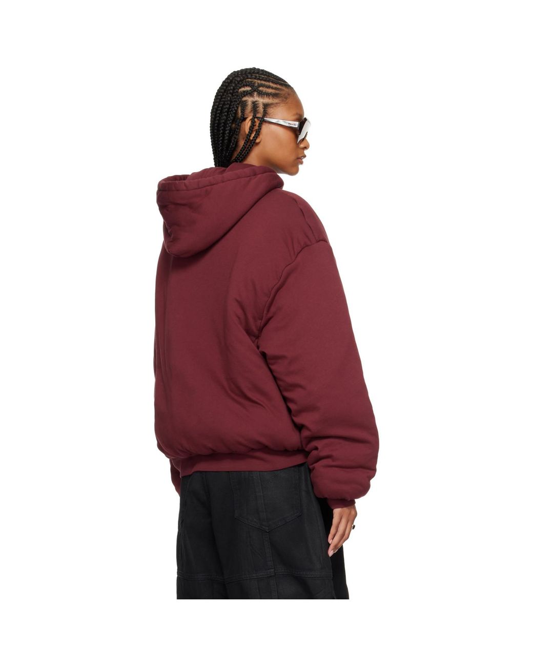 Lu'u Dan Red Burgundy Wadded Slouch Hoodie