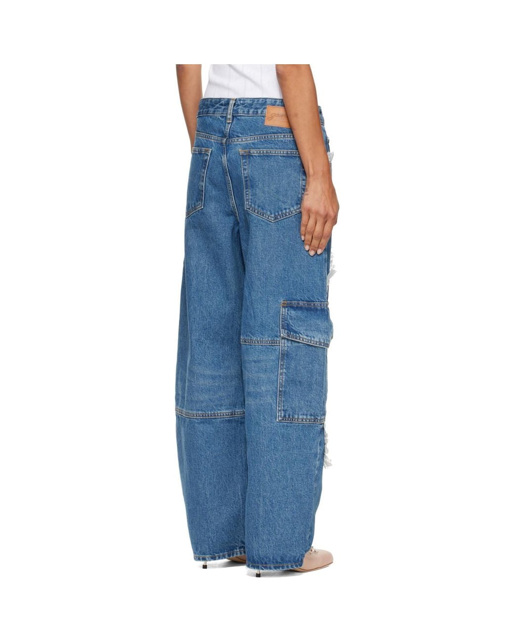 Ganni Blue Audri Lace Cargo Jeans