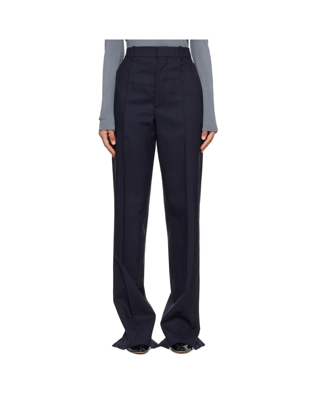 Bottega Veneta Blue Shetland Wool Toile Straight Trousers