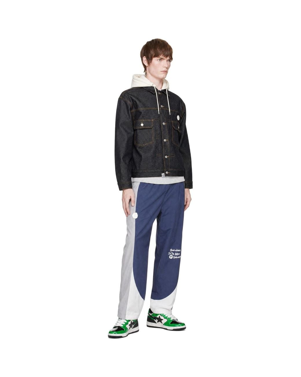 Aape By A Bathing Ape Black 'Aapenow' Light Weight Denim Jacket for men
