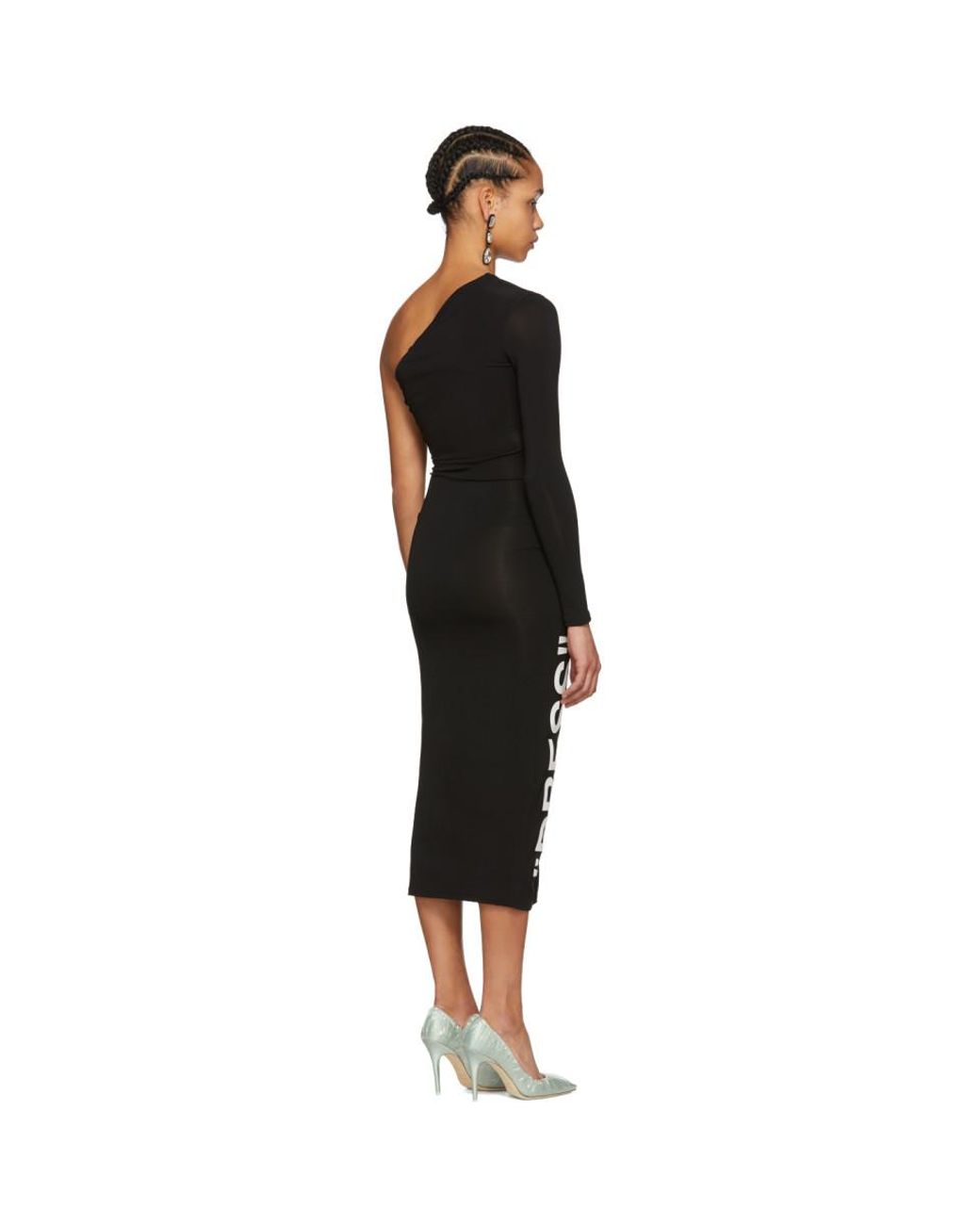 ワンピース Off-White Woman Dress Black OWDB495F23JER001 1001 Off-White c/o Virgil Abloh Black Dress One-shoulder Dress | Lyst