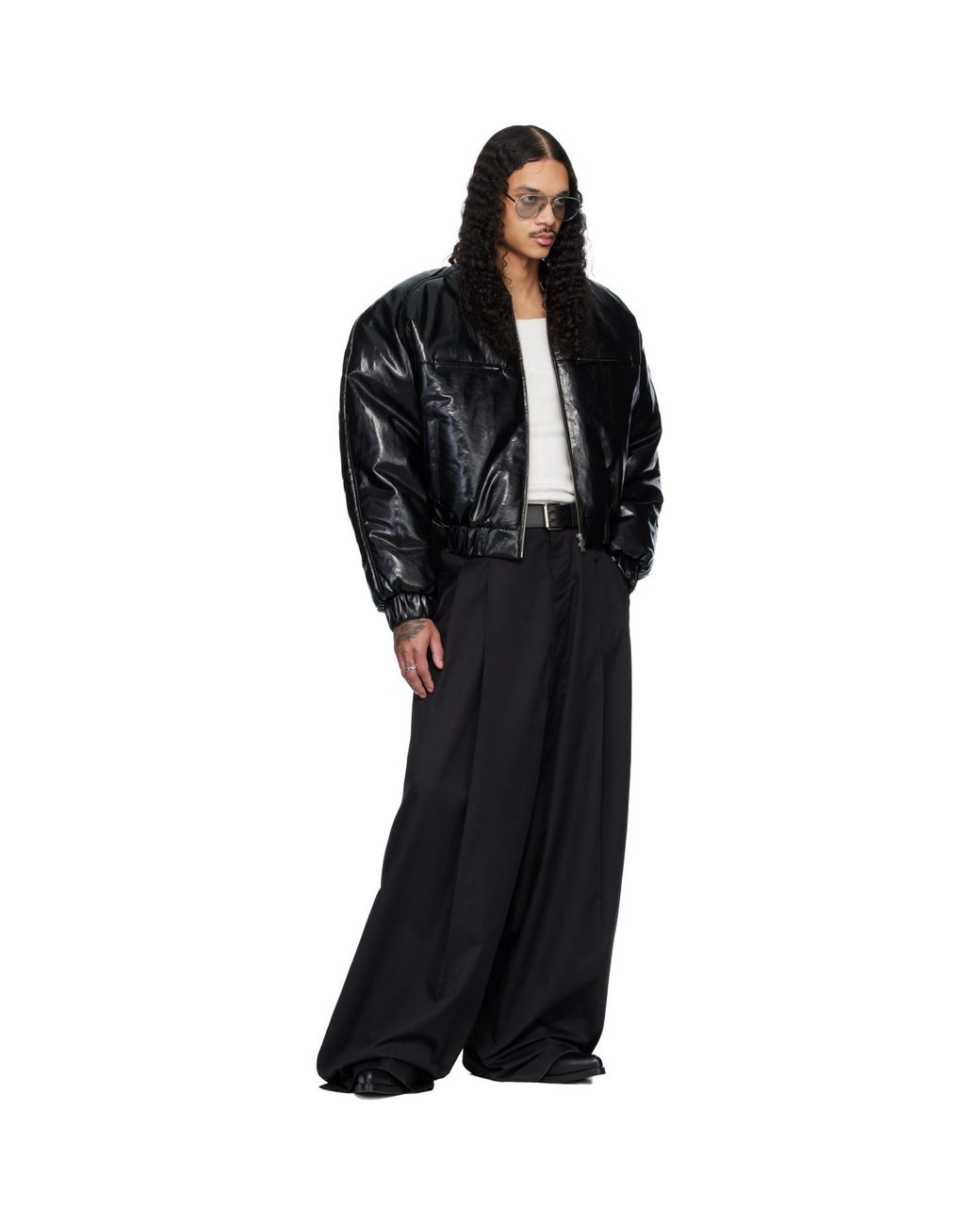 Lu'u Dan Black Riot Faux-Leather Bomber Jacket for men