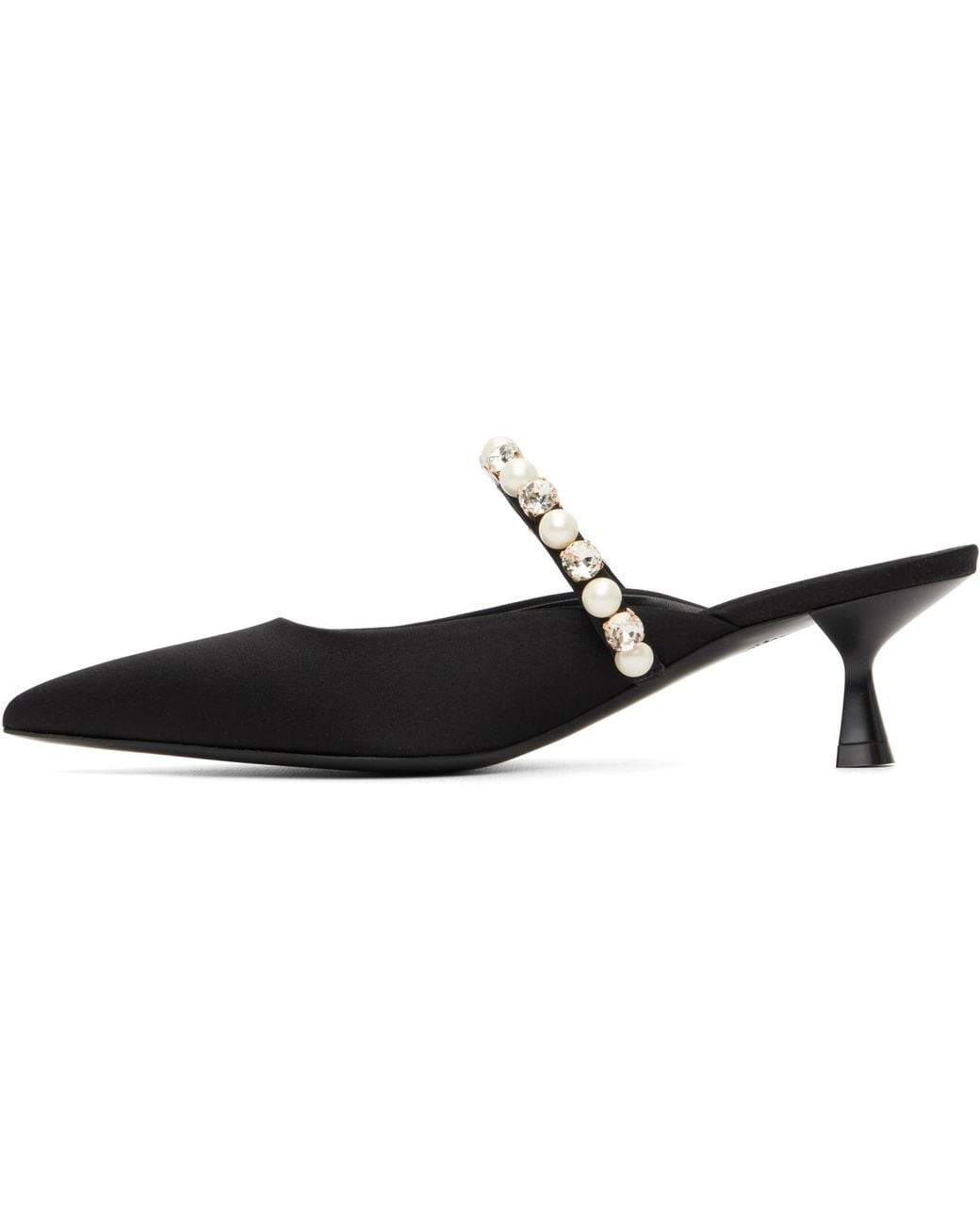 Stella McCartney Black Elsa Pearl-Embellished Kitten Heels