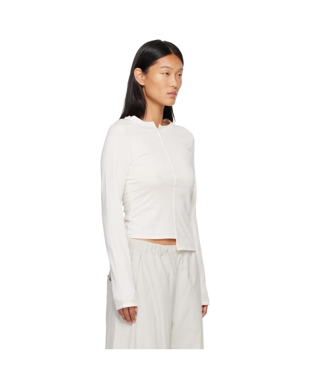 Y-3 White Off- W Ftd Ls T-Shirt