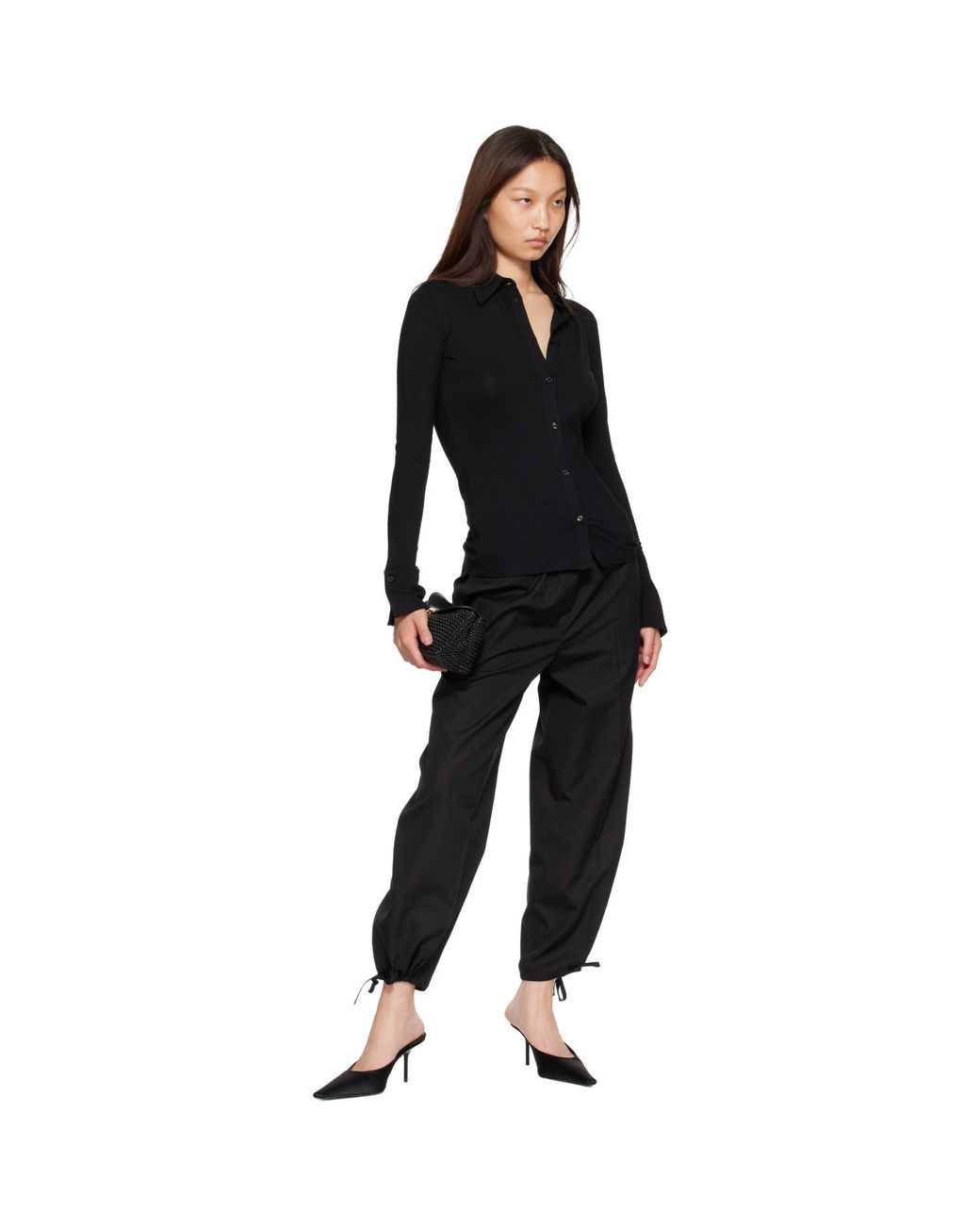 Totême Black Drawstring Cotton Trousers
