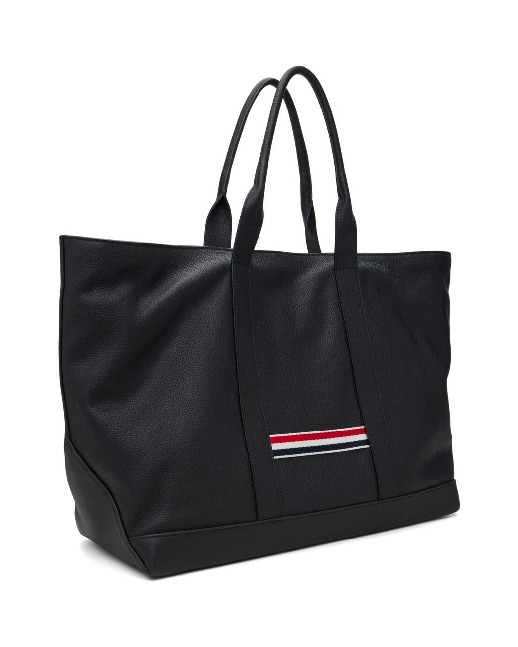 Thom Browne Black Soft Pebble Grain Leather Medium Tool Tote