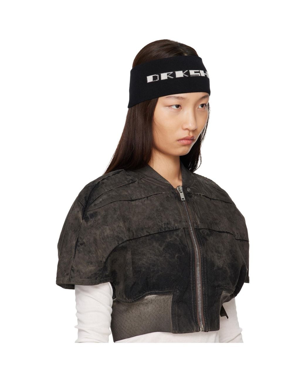 Rick Owens Black Tower Cotton Knit Headband