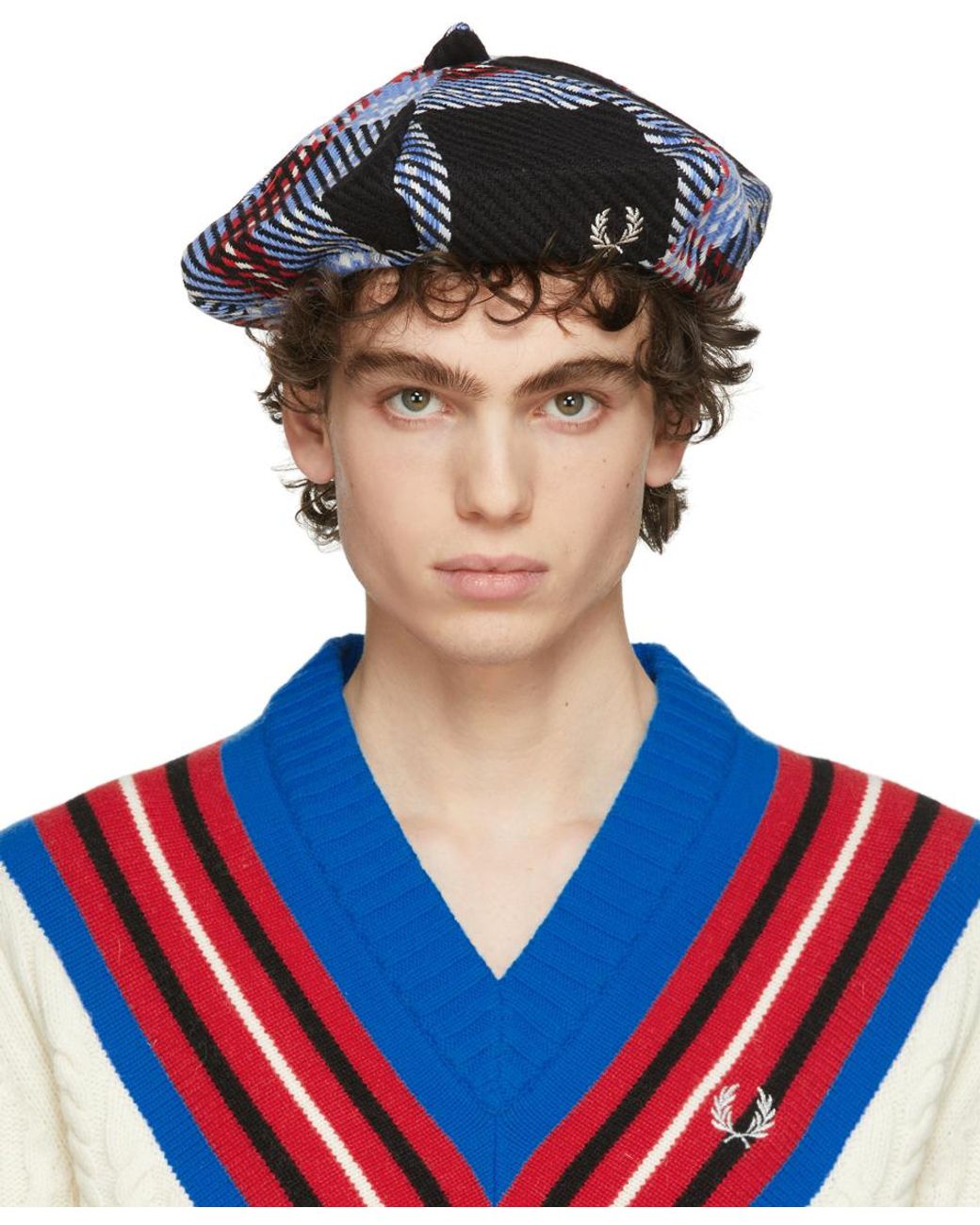 Charles Jeffrey Cotton Fred Perry Edition Multicolor Tartan Beret in ...