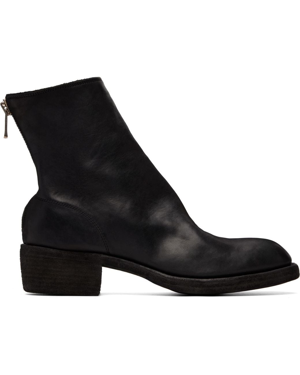 Guidi Black Back Zip Boots for men