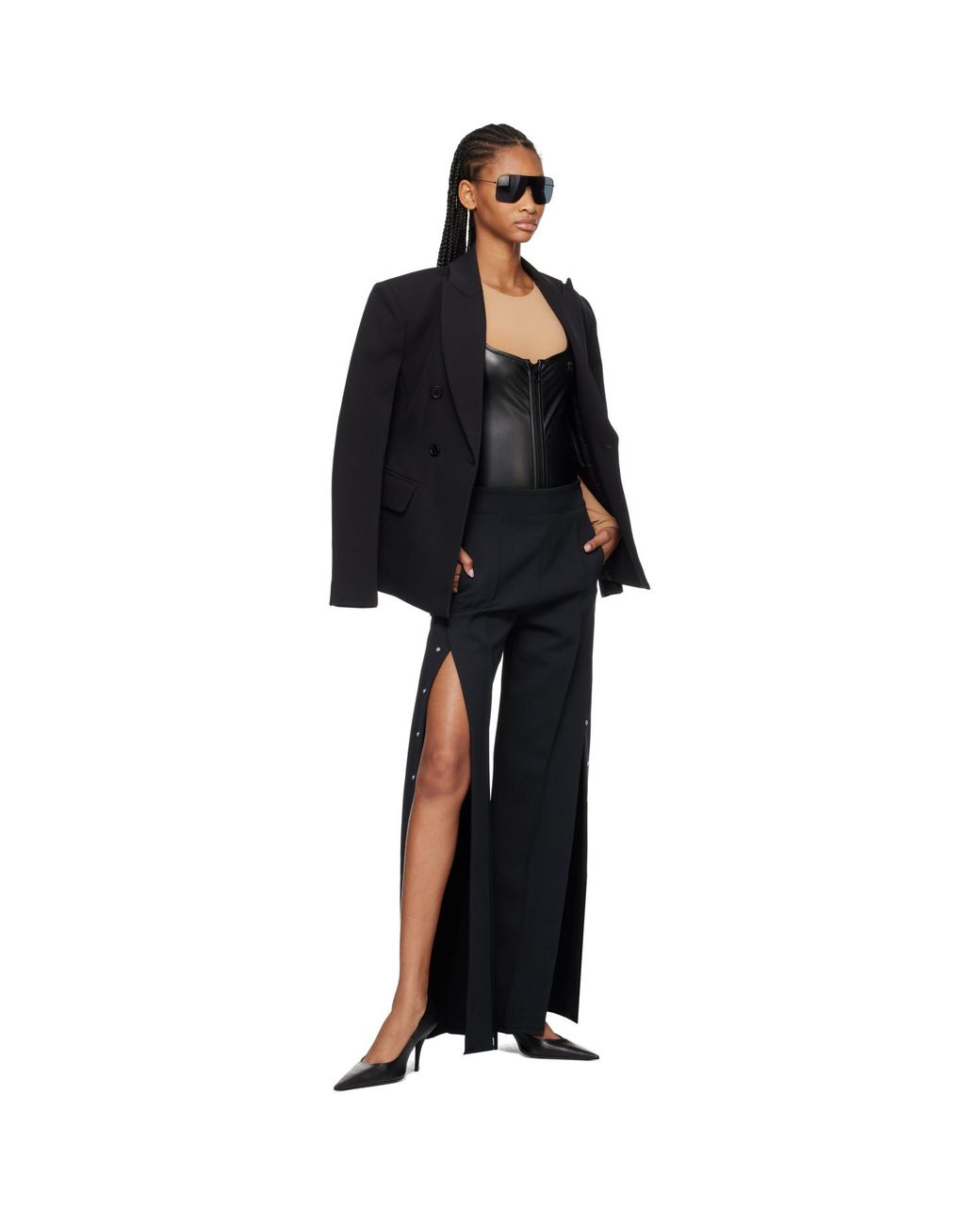 Courreges Black Snap Twill Flare Trousers