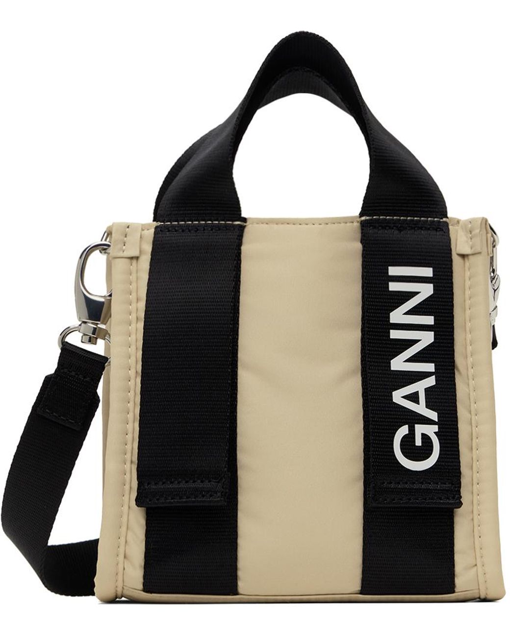 Ganni Recycled Tech Mini Tote in Black | Lyst