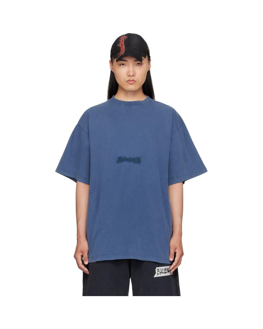 Balenciaga Blue Twisted T-Shirt for men
