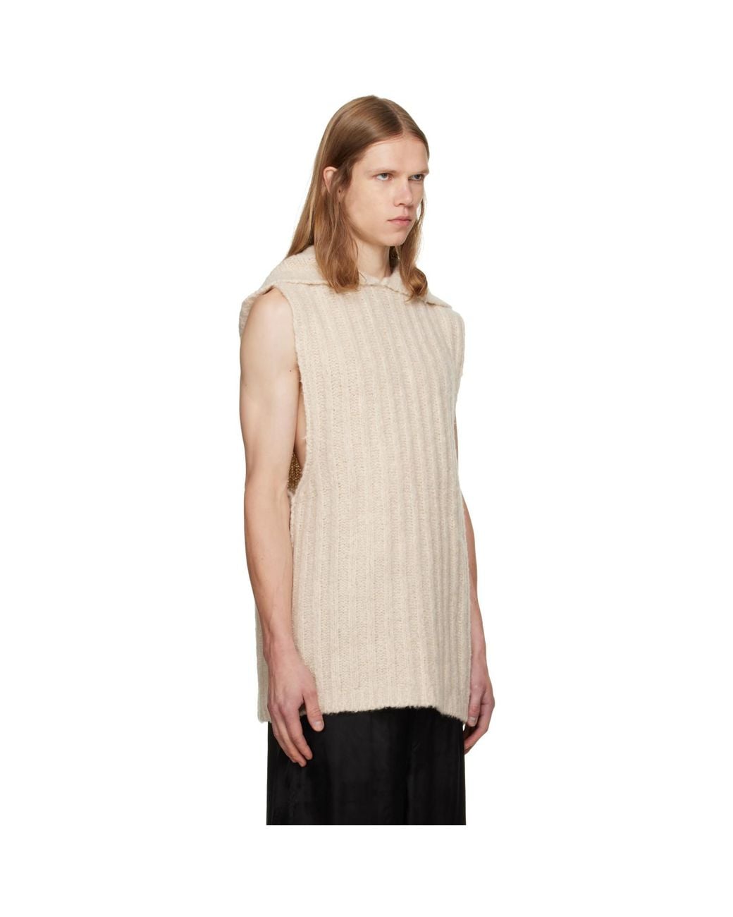 Rick Owens Natural Off- Tower Hooded Tank Hoodie for men