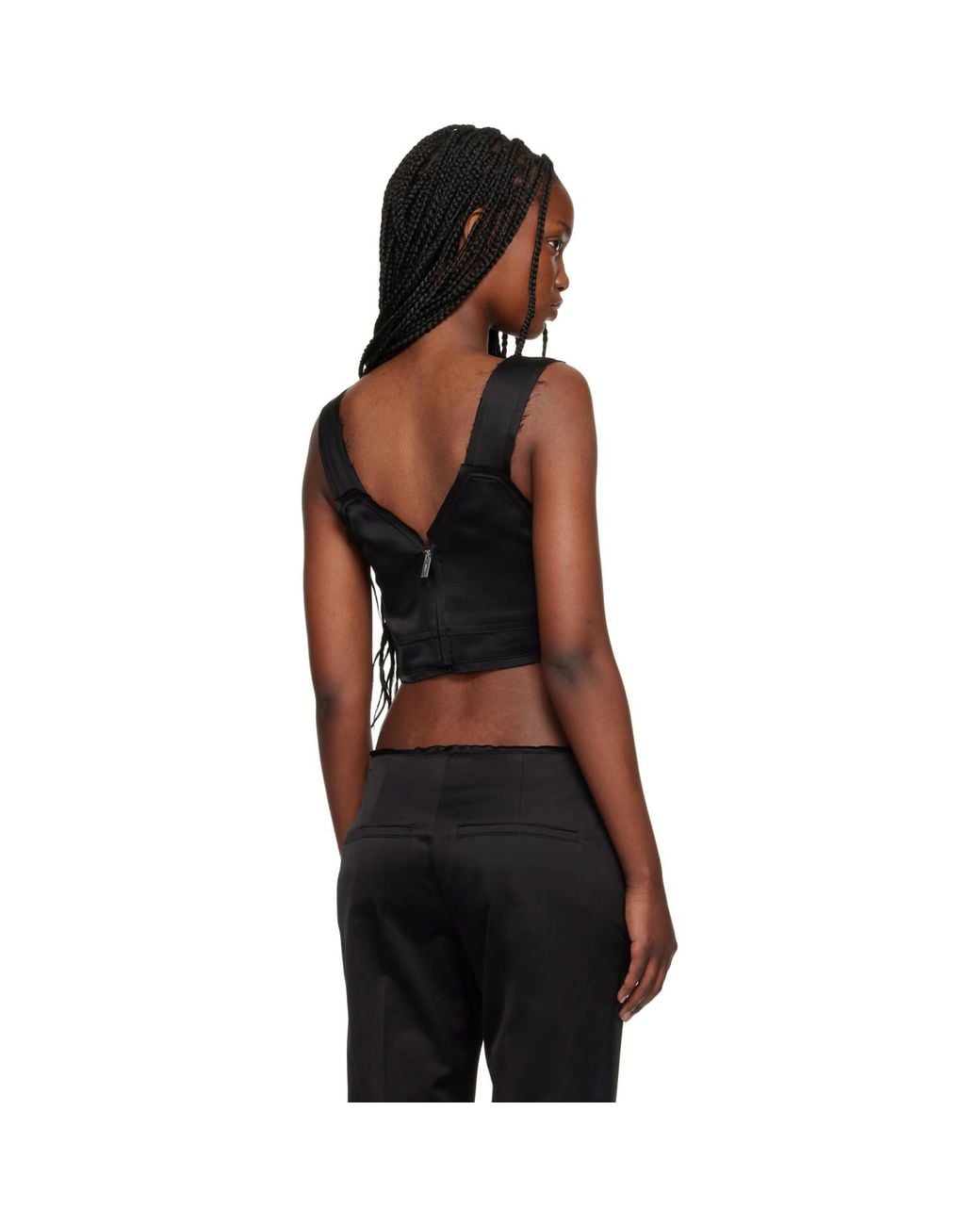 Totême Black Cropped Satin Camisole