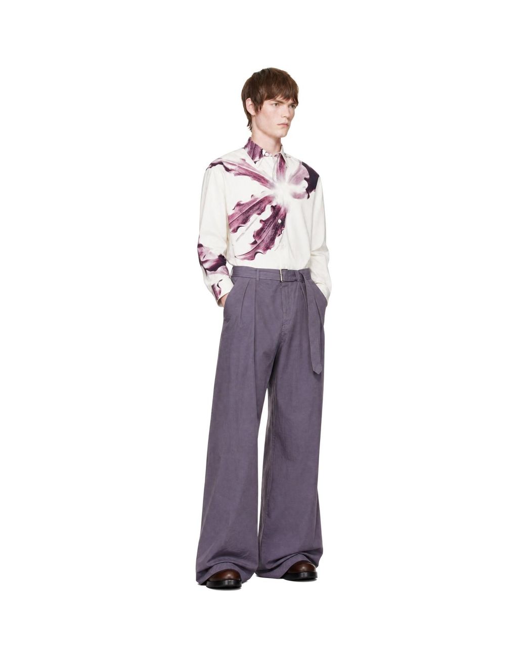 Dries Van Noten Purple Flower Shirt for men
