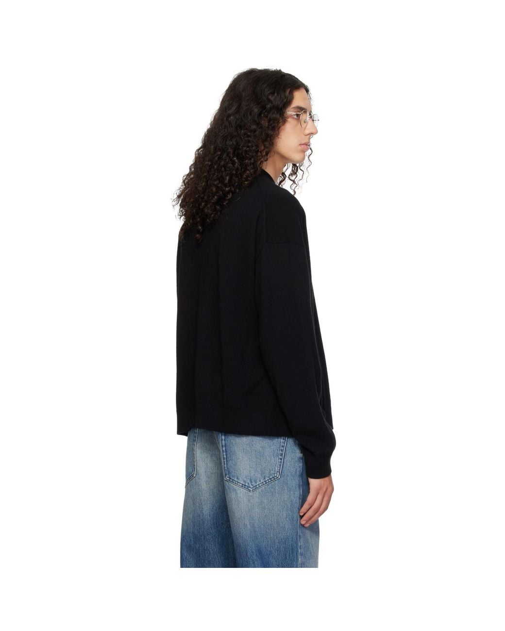 YACAIA Black Y-0017 Oversized Merino Cashmere Cardigan for men
